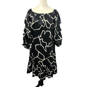 Statement Sleeve Off Shoulder Dress Who What Wear Black White Floral S